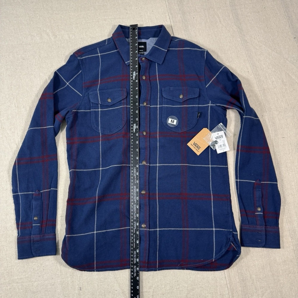 Vans Wayland III Flannel Shirt Medium Tailored Fit Navy Plaid‎ NWT - Picture 11 of 12